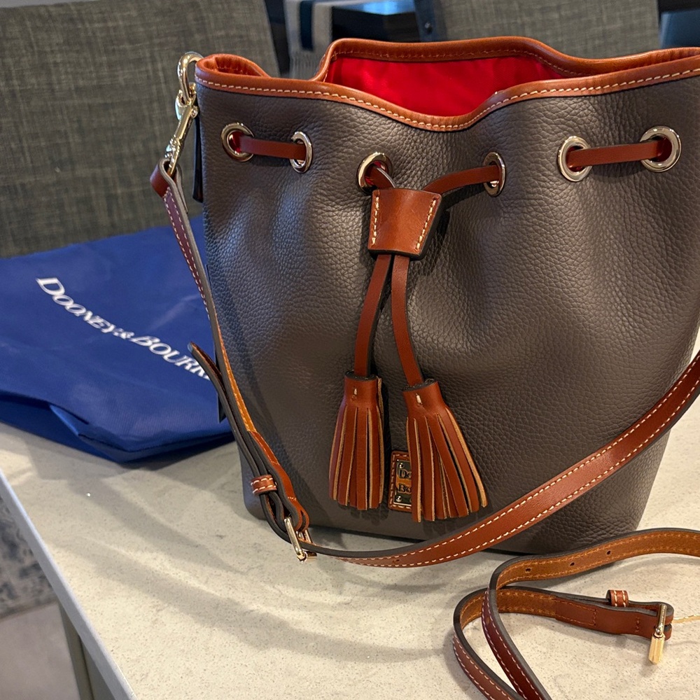 Dooney & Bourke Brown and Red Leather Shoulder Bag
